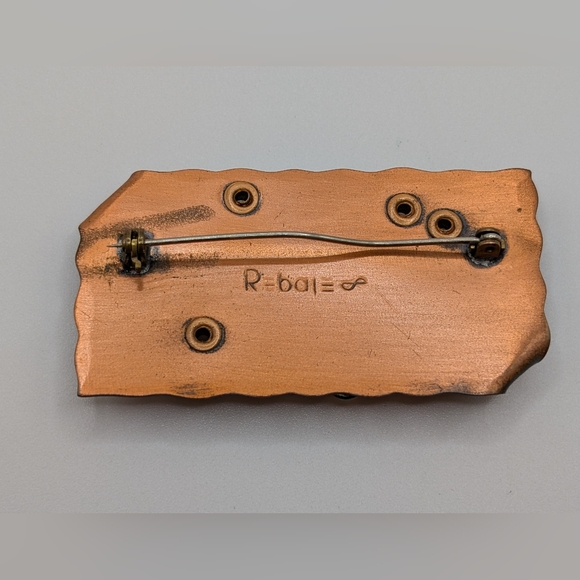 Vintage Rebajes Copper “Brazilian Masks” Brooch – Modernist Copper Art Pin - Picture 3 of 4